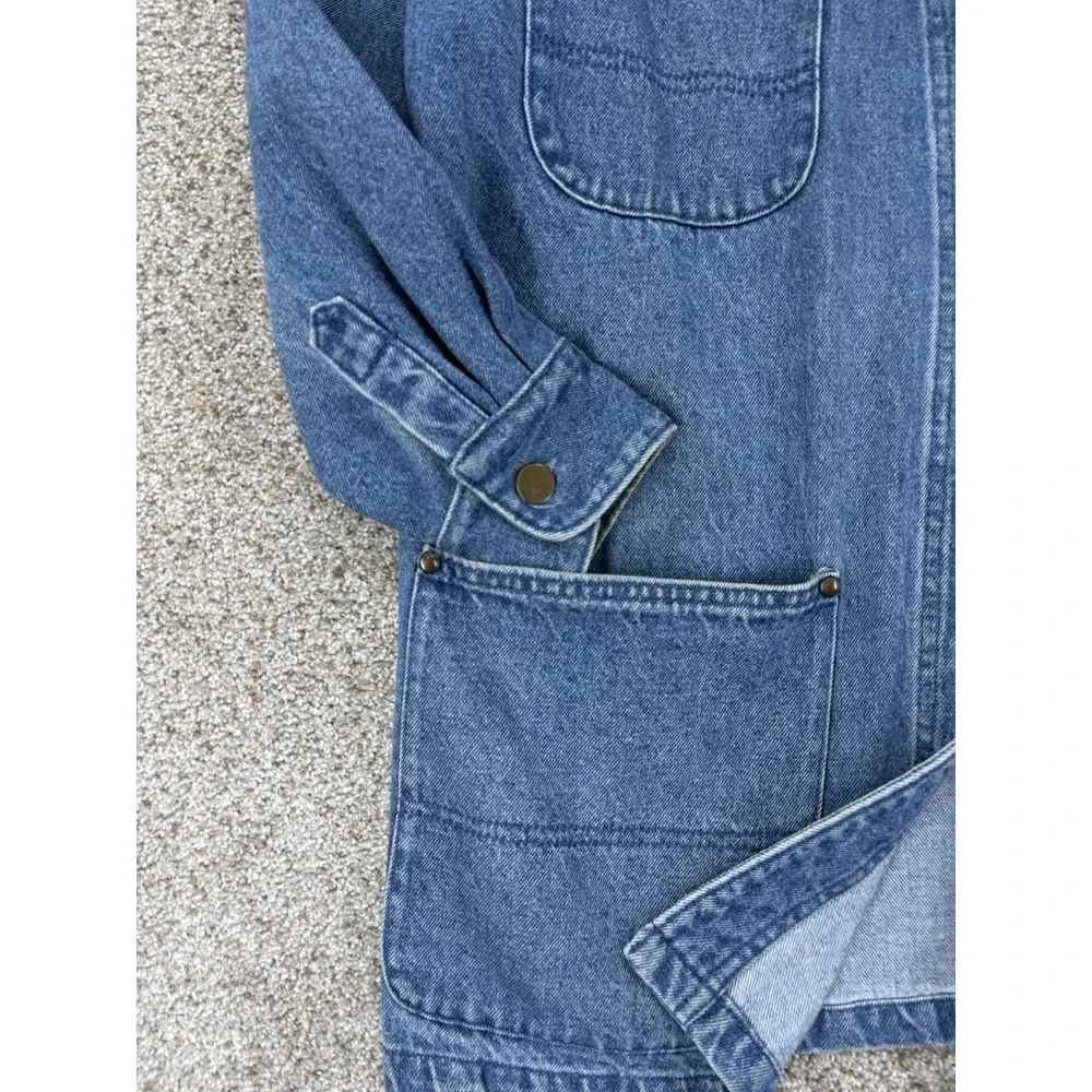 Vinatge Gotcha Covered Denim Chore Jacket Womens S Blue 100% Cotton USA Made 90s
